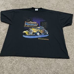 Cruise Night Shirt Womens 3X Black Hot Rod Graphic Classic Cars Flames Jerzees